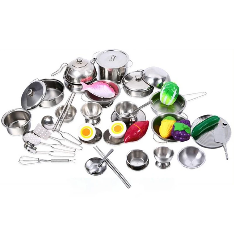 

25pcs/18pcs/16pcs Stainless Steel Kitchen Cooking Utensils Mini Kitchen Tools Pretend Play Kitchen Toys