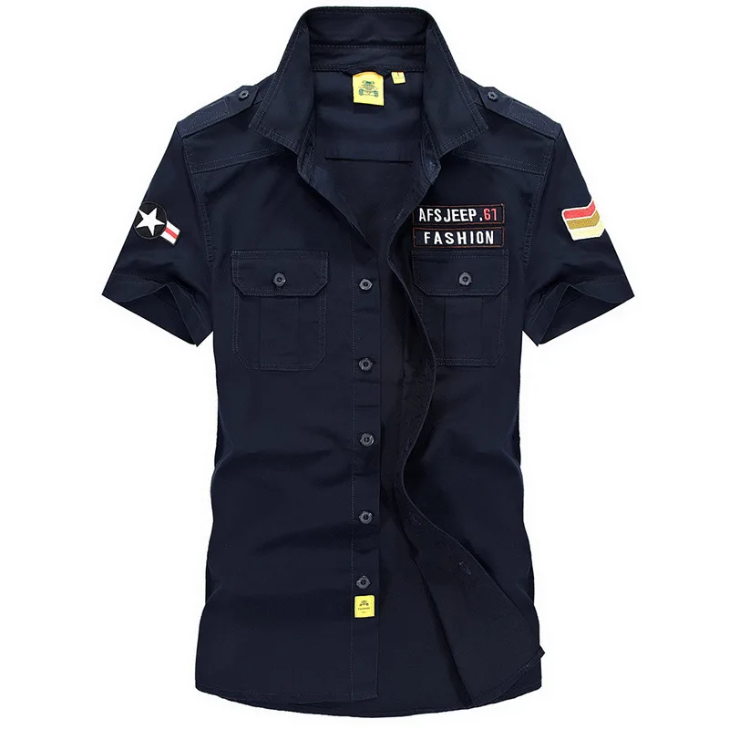 

Men Plus Size M-5XL Cotton Military Cargo Shirt Men Short Sleeve Summer Army Tactical Men Shirts