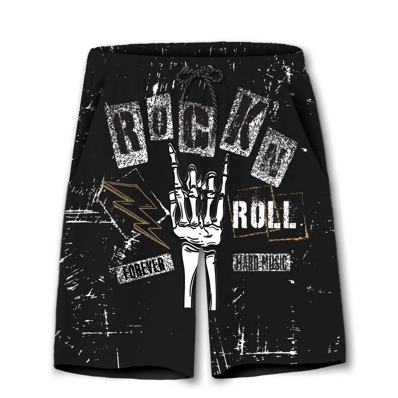 

Punk Summer Shorts Men Hip Hop Rock Skull Printed Dancer Short Fashion Trunks Loose Drawstring Casual Mens Shorts DS50568