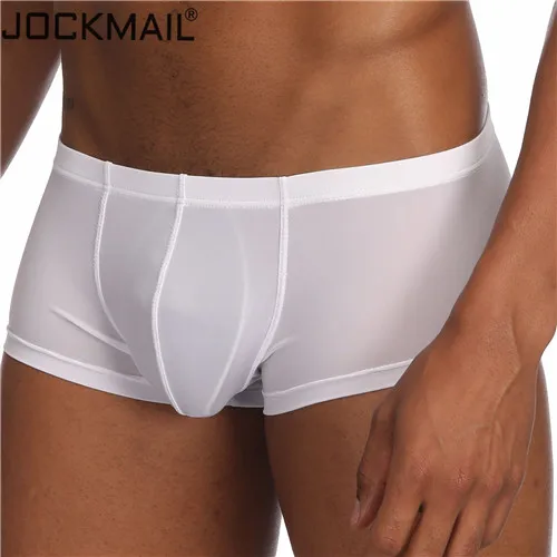 Jockmail, сексуальное мужское нижнее белье, боксеры, шорты, ледяной шелк, u-образный дизайн, гей, нижнее белье, мужские трусы, cueca, боксеры, homme slip