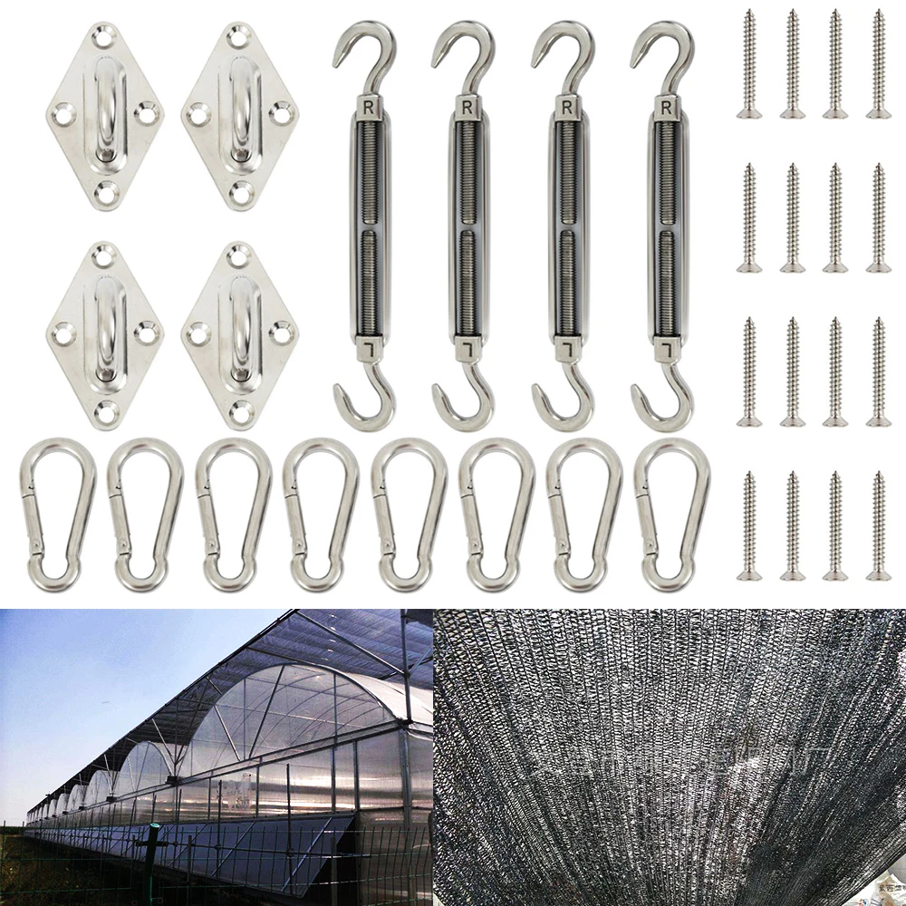 

Stainless Steel Sunrise Installation Complete Hardware Kit For Sun Shade Sail Super Heavy Duty,with Screws