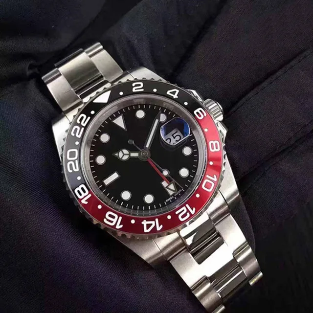 

New luxury brand GMT Ceramic Bezel Mens Mechanical Stainless Steel Automatic Movement Watch Sports Self-wind Watches Wristwatch