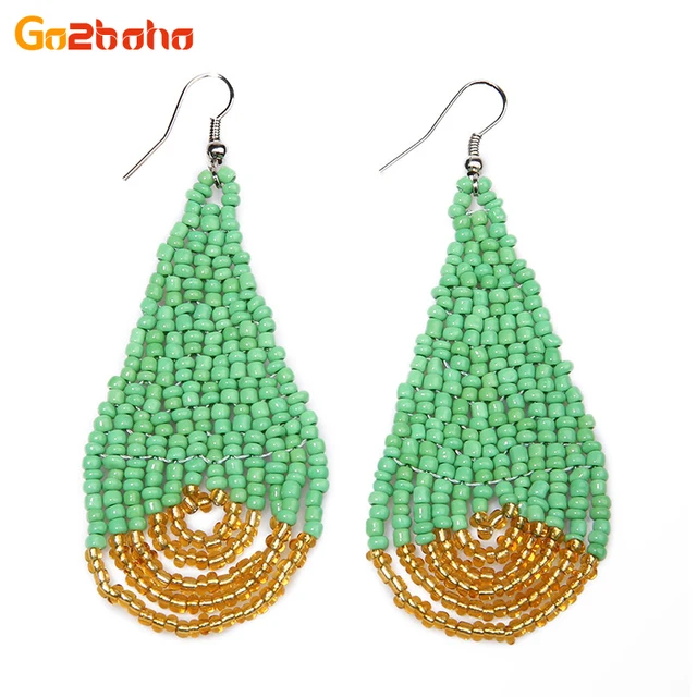 Go2boho Fashion Stud Earrings Women Office Beaded Earring Seed Beads Go2boho Fashion Stud Earrings Women Office Beaded Earring Seed Beads Loom Water Drops Pattern Earings Mexican