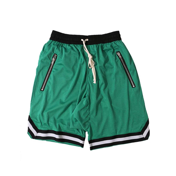 Уличная одежда, винтажные сетчатые мешковатые шорты для мужчин, Джастин Бибер, боковая молния, эластичный пояс, свободные спортивные штаны до колена, десять цветов - Цвет: Зеленый