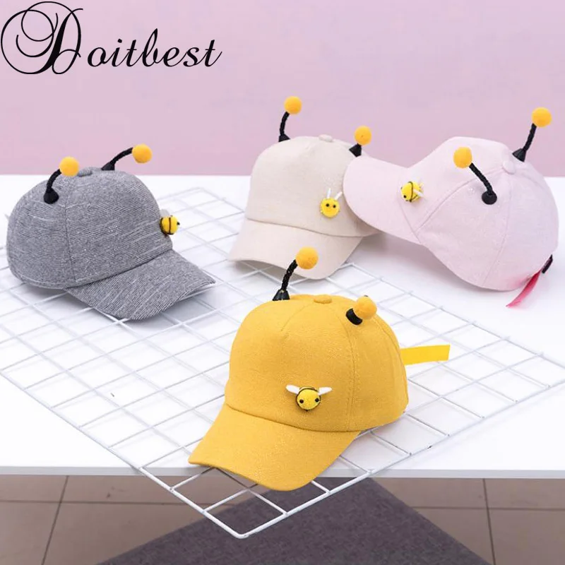 

Doitbest 2 to 7 Years old Spring Children Baseball Cap Boy Girls 3D Little bee Snapback adjustable Kid Hip Hop Hat Sun cap