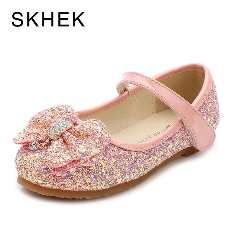 

SKHEK Kids Shoes For Girl Princess Children's Princess Fashion Casual Shoes Girls Slip Flower Shoes Party Pink SKU 333-2