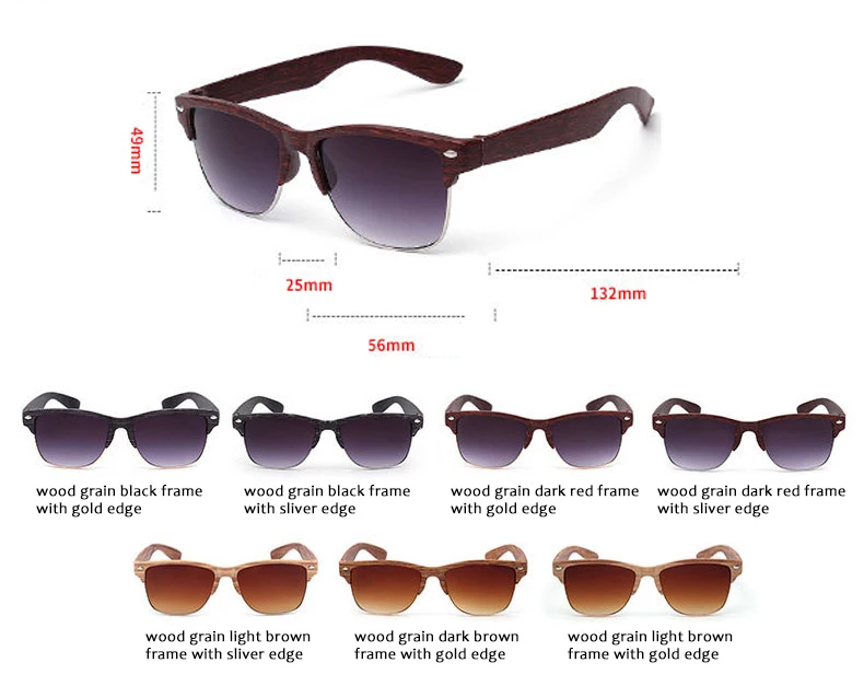 Glitztxunk новые модные солнечные очки Металлические Мужские деревянные очки и женские классические популярные очки солнцезащитные очки «под дерево»