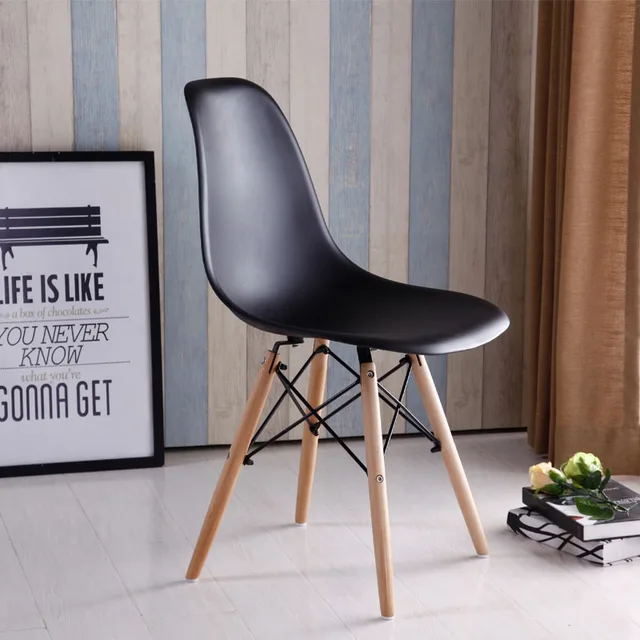 modern design plastic and wood leg dining side chair popular design