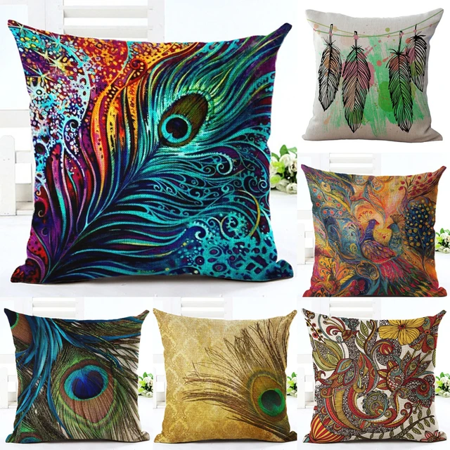 Beautiful Feathers Patterns Throw Pillow Cover Decorative Massager