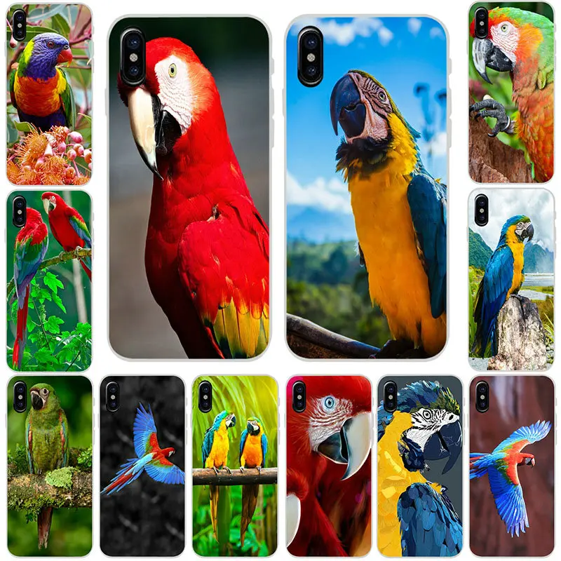 

Colorful Rainbow Macaw Parrot Soft TPU Silicone Phone Case for iPhone 6S 6plus 7 7plus 8 8Plus X XR XS Max 5 5S 5C SE 4 4S Bags