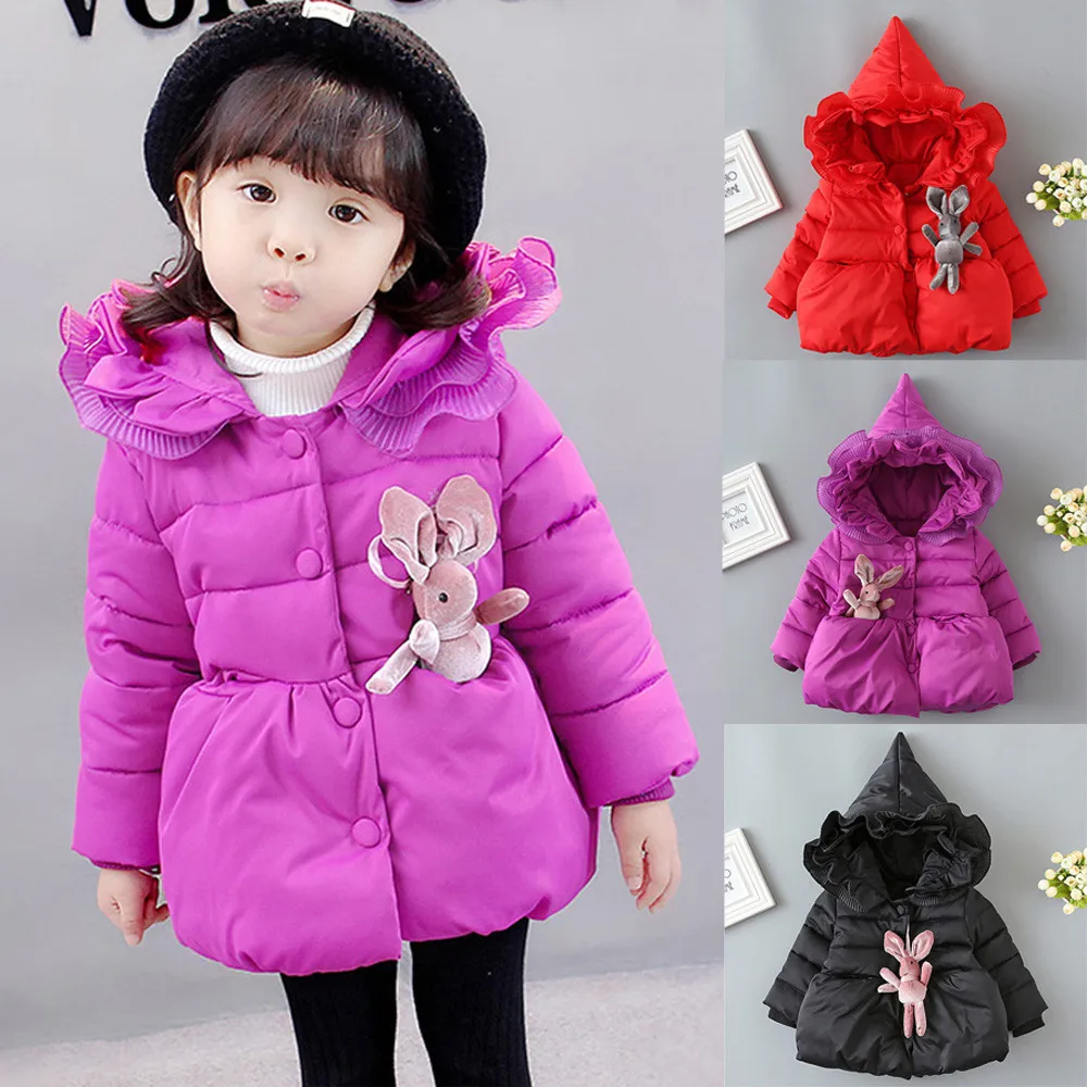 Children Infant Girl Winter Hooded Coat Cloak Thick Warm Outerwear Snowsuit