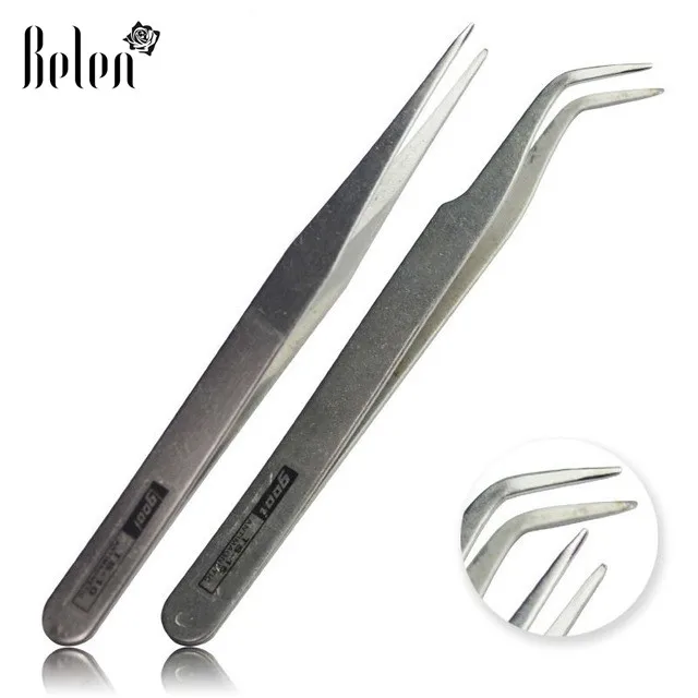 

Belen 2PCS Elbow and Straight Nail Tweezers Nipper Manicure Picking Tools Nail Art Supplies