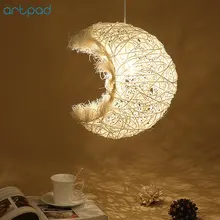 Artpad Home Decoration Natural Pendant Light Vine Wicker Rattan E27 LED Moon Hanging Lamp Dining Room Bar Coffee Shop Fixtures Artpad Home Decoration Natural Pendant Light Vine Wicker Rattan E27 LED Moon Hanging Lamp Dining Room Bar Coffee Shop Fixtures