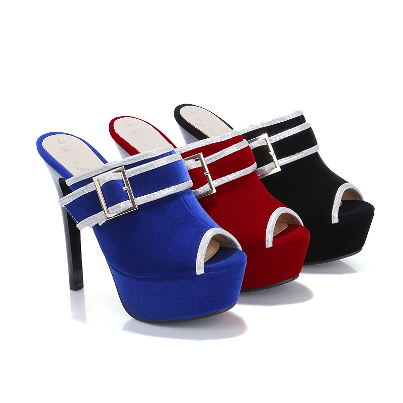KARINLUNA/ г. Большие размеры 34-43, женские туфли-лодочки на платформе с открытым носком пикантные вечерние женские туфли на высоком каблуке без застежки женские шлепанцы