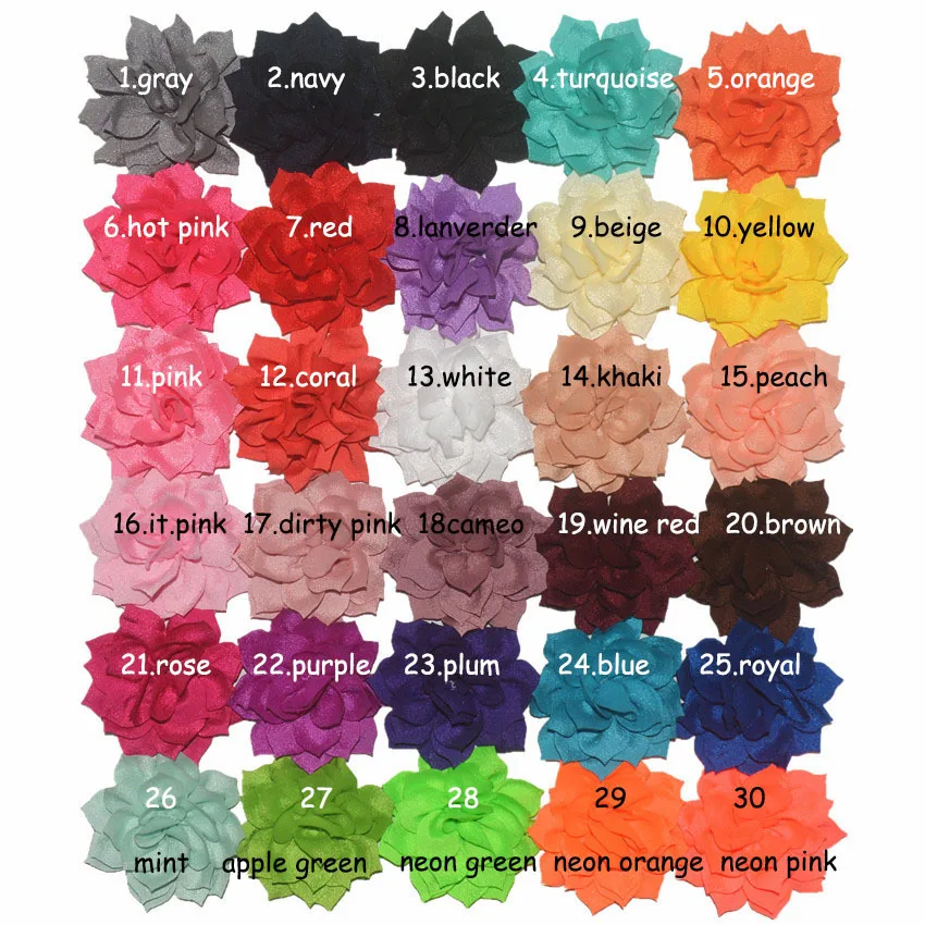 

30 Colors 8CM handmade Fabric Lotus Flowers 10pcs Ornament Accessories Girl Children Hair Jewelry headband Decor Floral Patch