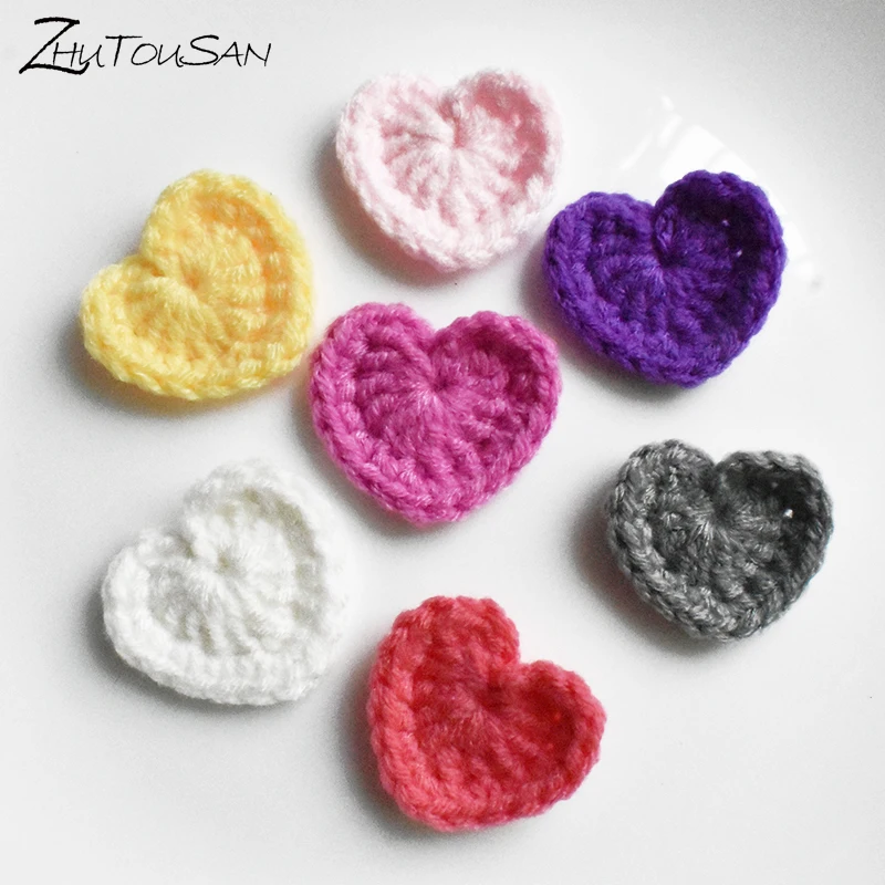 

50Pcs Crochet Knitted Applique Sew On Accessories For Clothing/Headwear Yarn DIY Knitting Crafts Yarn Flowers