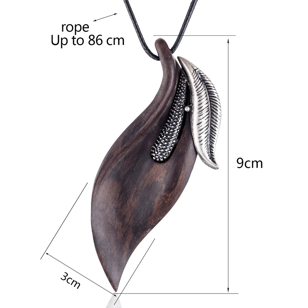 Красивый Уникальный сандаловое дерево лист Для женщин ювелирные изделия Длинные ожерелья и кулоны Для женщин в стиле collares mujer Чокер-колье bijoux(украшения своими руками