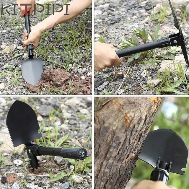 KITPIPI Military Portable Folding Shovel Survival Spade Trowel Dibble Pick Emergency Garden Camping Outdoor Tool PGG7150