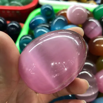 

hand made colorful opalite cat's eye yoni egg crystal gemstone yoni egg gold sand Crystal Yoni Egg Kegel Exercise Balls