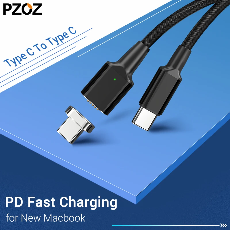 

PZOZ Magnetic USB Type C to USB C Cable 20V 5A 100W PD fast charging data cable USB-C charger Type-C cable for Macbook pro cable