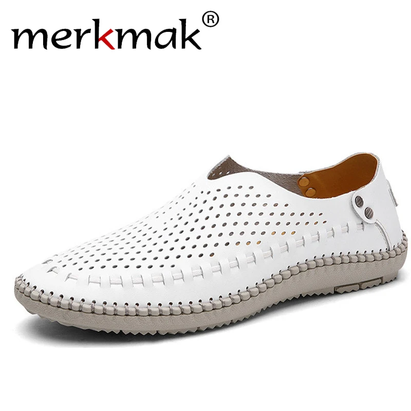 Merkmak/брендовая летняя повседневная обувь; мужские лоферы из натуральной кожи; Мокасины Мужчины вождения; обувь высокого качества на плоской подошве для мужчин; размеры 39-46