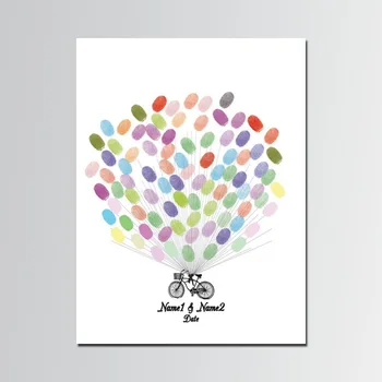 

Free custom wedding the bride and the groom black bike DIY sign in finger painting wedding party fingerprint check in decoration