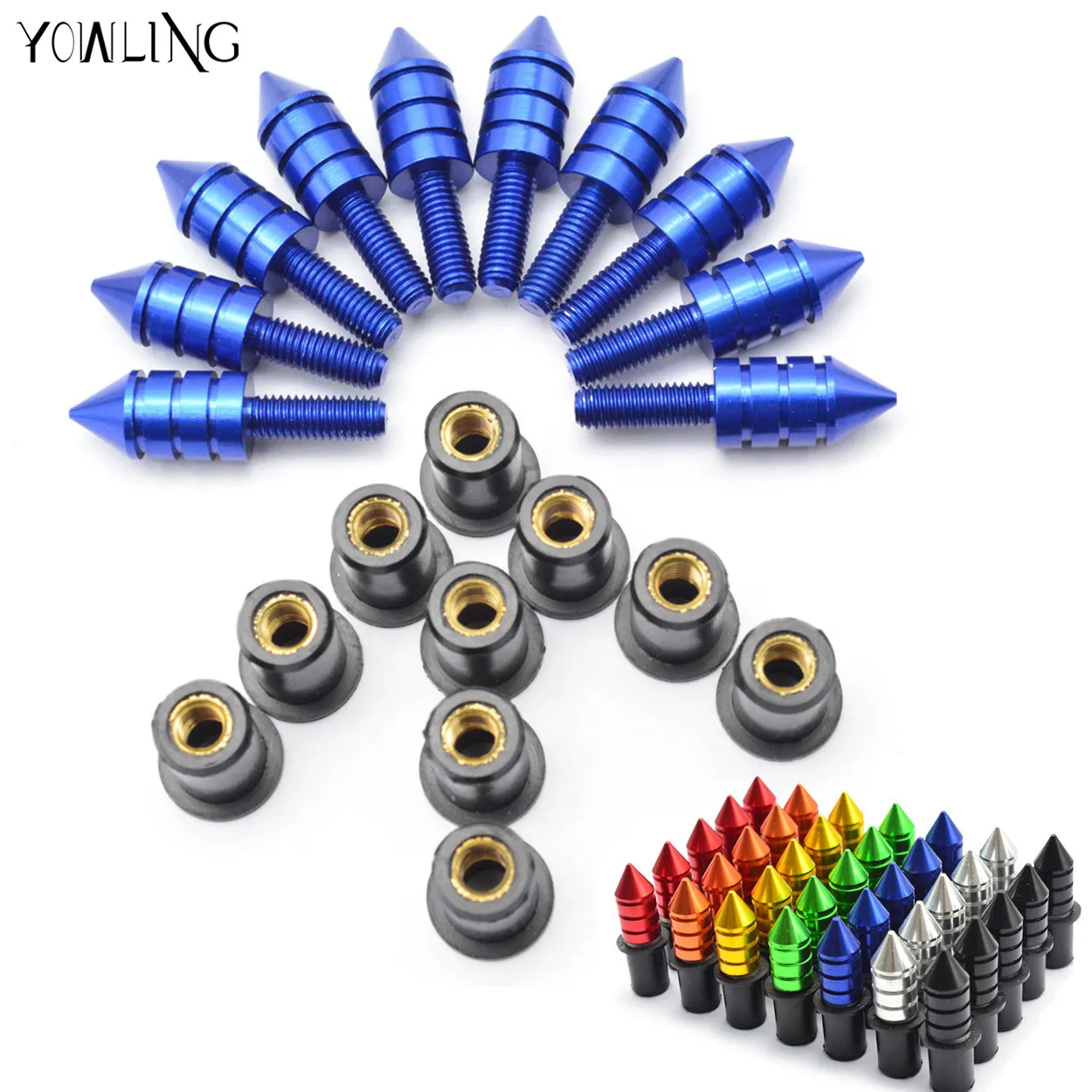 5mm 10pcs Universal motorcycle Windshield Spike Bolts Screw Nuts For