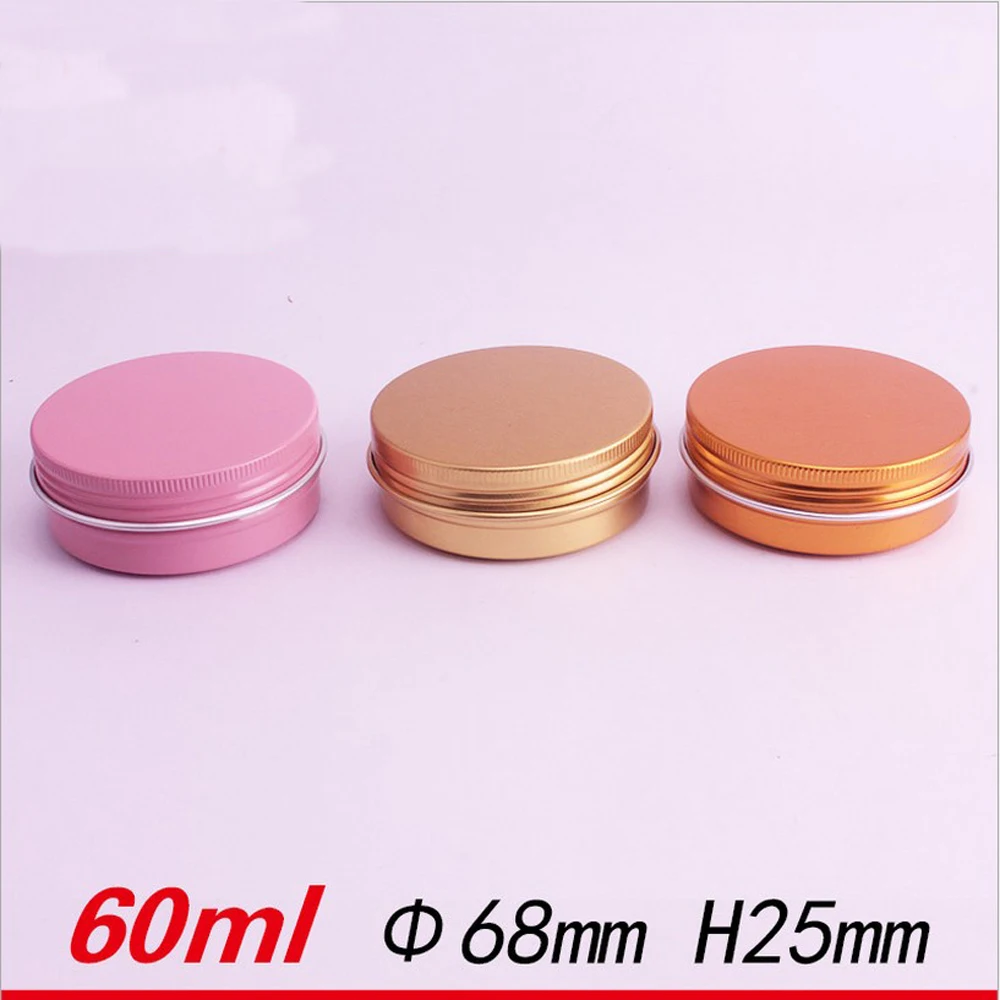 

30pcs/lot Aluminum Jars 60ml Gold Pink orange Metal Tin 2oz Cosmetic Containers Crafts colorful Aluminum boxs ZKH91