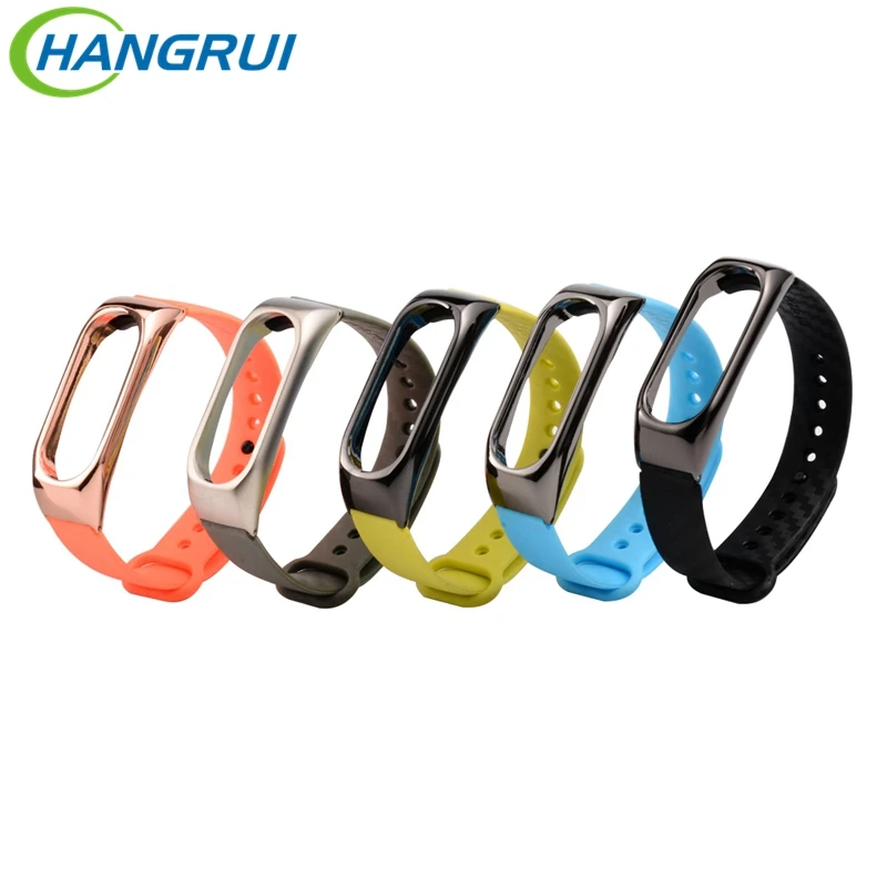 Hangrui Mi Band 2 Strap Metal Carbon Fiber Replacement Wriststrap For Xiaomi Mi 2 Fitness Tracker Smart Bracelet Accessories