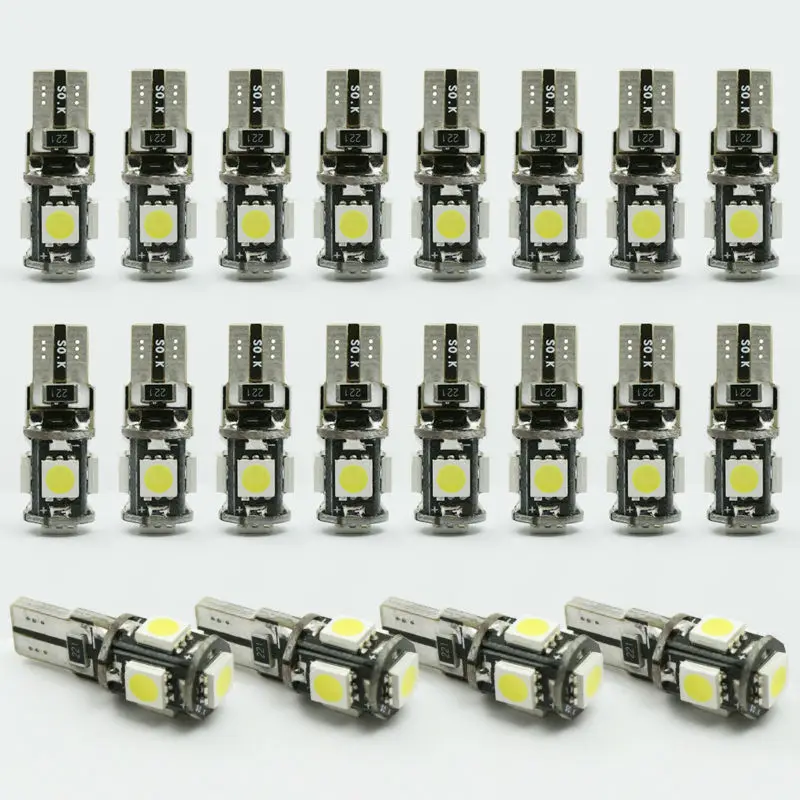 

HNYRI LED Canbus 50 x T10 5smd 5050 194 W5W Clearance Wedge Side Lamp Car Light Sourcing No Error 12V High Quality White Green