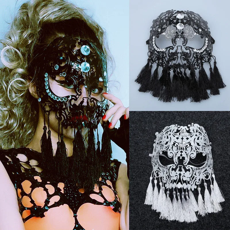 

Halloween Party Revelry Tassels Mask Lady Or Women clothing Sexy DJ Stage Performance Accessory For Jazz Dance Cosplay DWY619