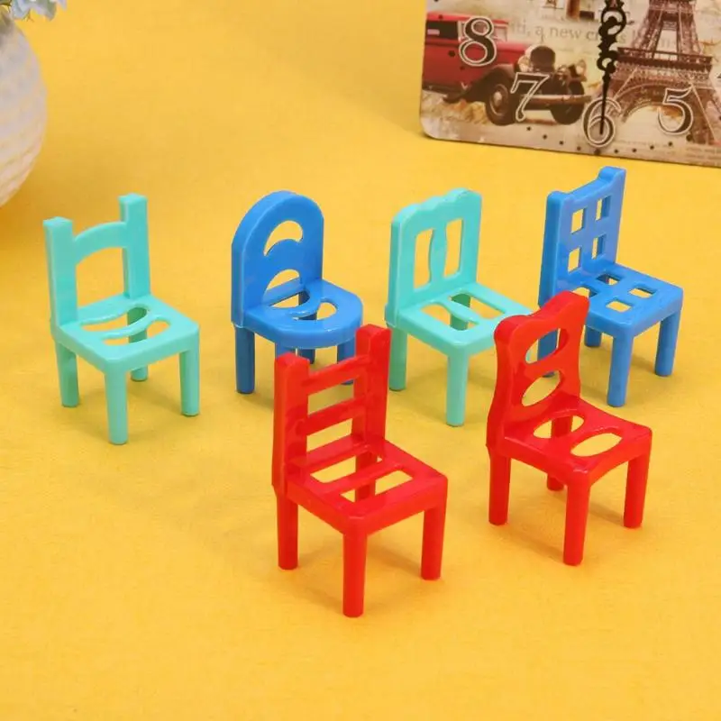 6 шт./компл. пластиковый стул полый геометрический стул для кукол аксессуары мини баланс стол Обучающий игровой дом игрушки