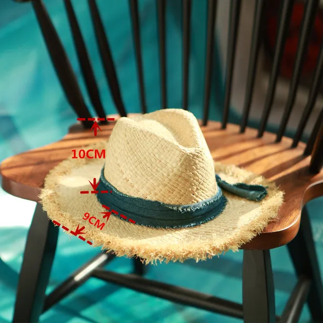 New Panama Raffia Straw Hat For Women Men Western Cowboy Hats With Brim Wide WESTWORD Best Mens Summer Beach Sun Fedora Hat 40