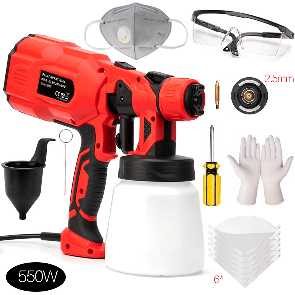

550W 220V 800ML Spray Gun Paint 1.8/2.5MM Nozzle High Power Spay Guns Home Electric Paint Sprayer Easy Spraying Cleanning