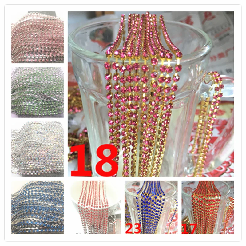 

Wholesale 1-Row 1 yard SS10 Cystal Rhinestone Trim Sparse Cup Chain Claw DIY Jewelry Making