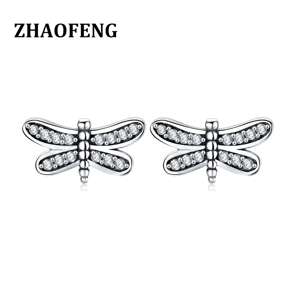 

ZHAOFENG silver earrings statement aesthetic dragonfly brincos de festa wedding small cute pendientes plata fashion stud aretes