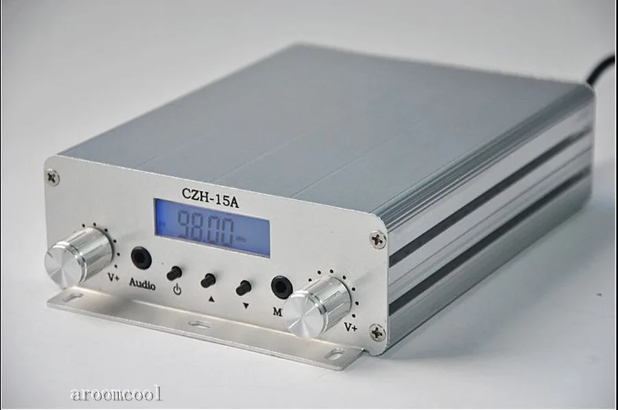 CZH-15A 15 Вт ЧМ-вещание PLL радиочастотный передатчик серебристого цвета