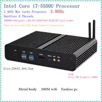 Intel 5th Gen. i7 5500U/5600U CPU Fanless Mini PC i7 Broadwell HTPC Blu-ray Micro PC Small Size htpc Graphics HD5500 Computer