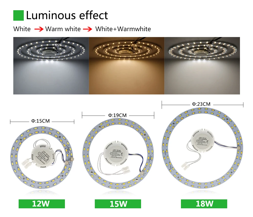 Светодиодный светильник с кольцевой панелью 15 Вт, 18 Вт, 24 Вт, 36 Вт, двойной цвет, высокая яркость, круглая Замена трубок, удобная установка для потолочных светильников