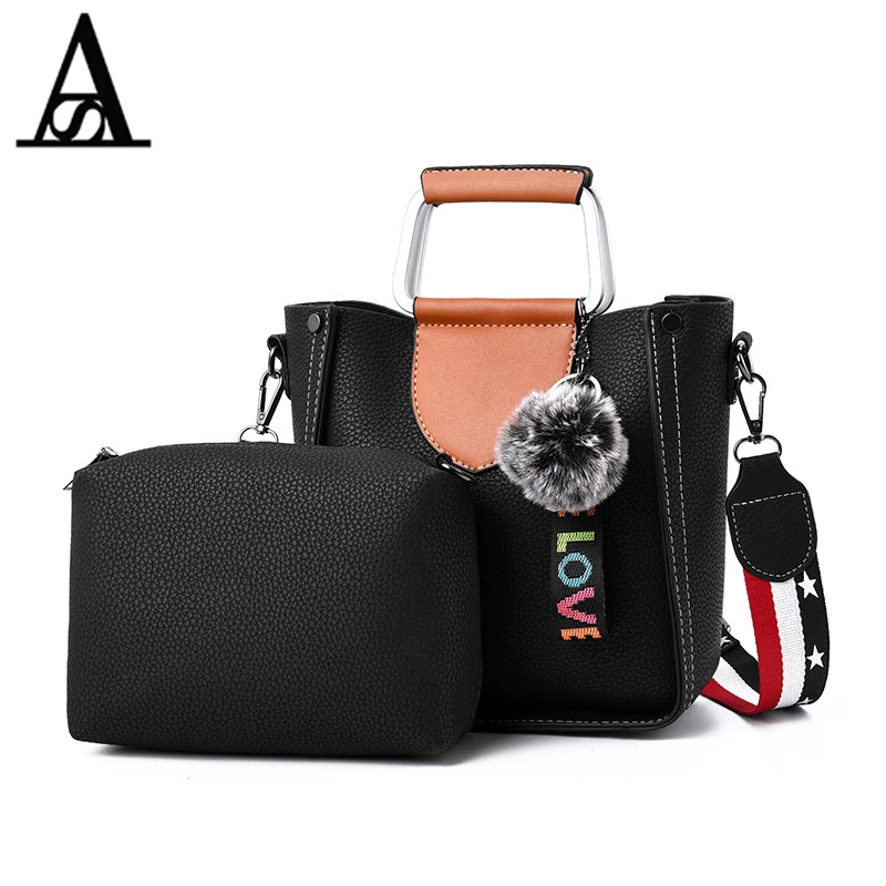 

AITESEN Fashion PU Fluffy Ball Monochrome Handbag Famous Brand Ladies Single Shoulder Louis OBag Borse Donna Marche Famose Brand