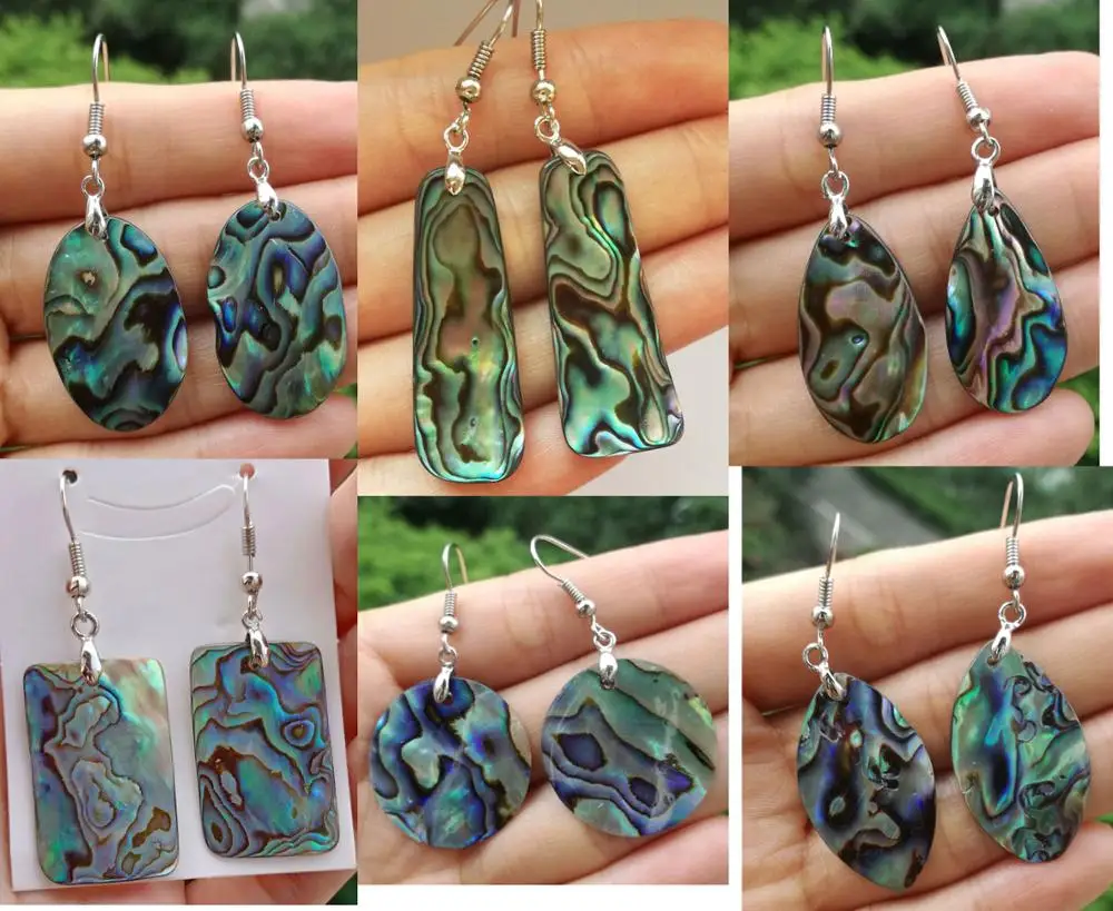 Natural Abalone Shell Earrings beads Energy Reiki Healing Amulet