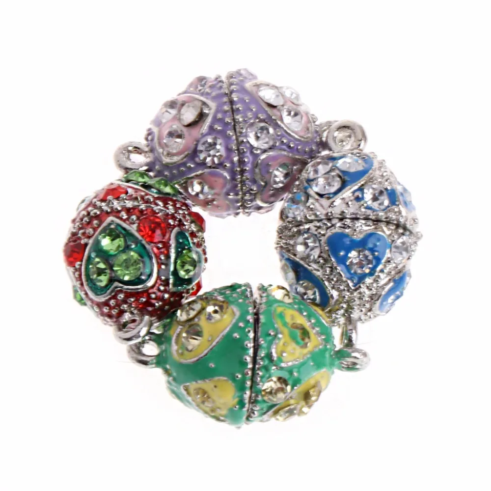 

JAVRICK 4Pcs/Set 22x13mm Heart Rhinestone Rugby Magnetic Clasps For Necklace Pendant Bracelets Jewelry Making 7AX0280