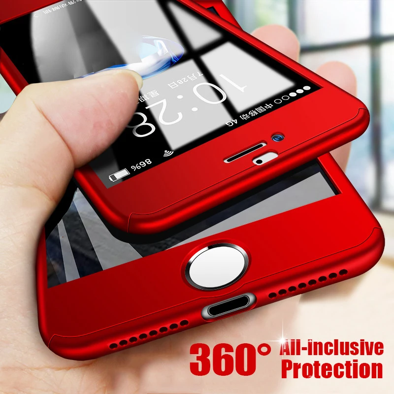 360 полный защитный чехол для Apple iPhone 5 5S SE 6 6S Plus + Тонкий Жесткий ПК бесплатная 9H