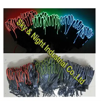

Neon flexible EL wire flashing gloves+3V inverter (el wire ten colors for choosing) +Free shipping