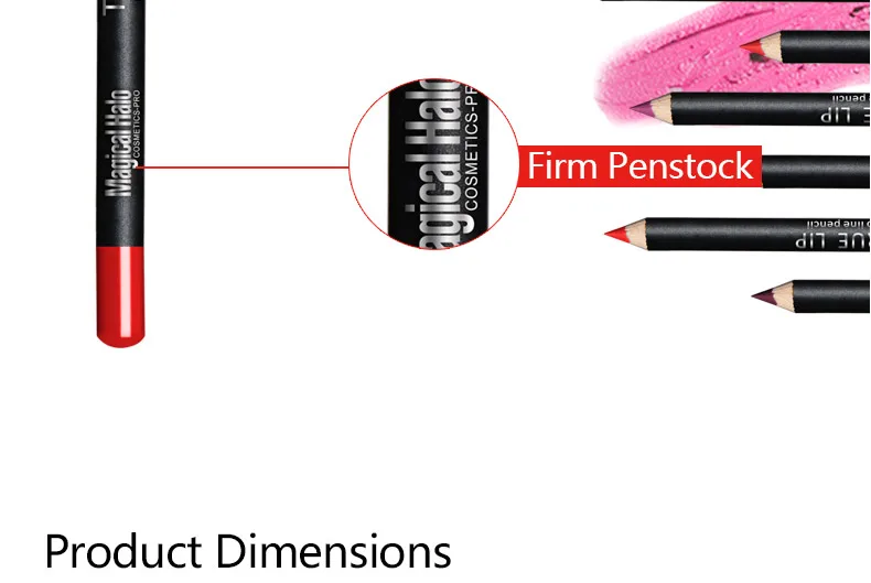 Волшебный ореол, 12 шт./лот, 12 цветов, профессиональный, непромокаемый, стойкий карандаш для губ, брендовый макияж