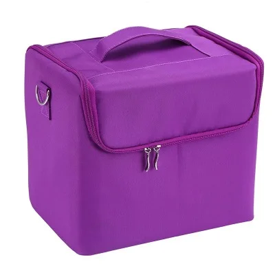 Складная косметическая сумка для маникюра, Женский дорожный органайзер для макияжа, большая вместительность, многослойная доска с хлопотами, косметички, чехол, косметичка - Цвет: Purple