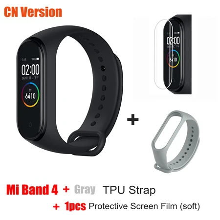 Xiaomi mi Band 4 умный Браслет глобальная версия AMOLED сенсорный экран 5ATM плавание mi ng водонепроницаемый спортивный браслет пульсометр - Цвет: CN add gray strap