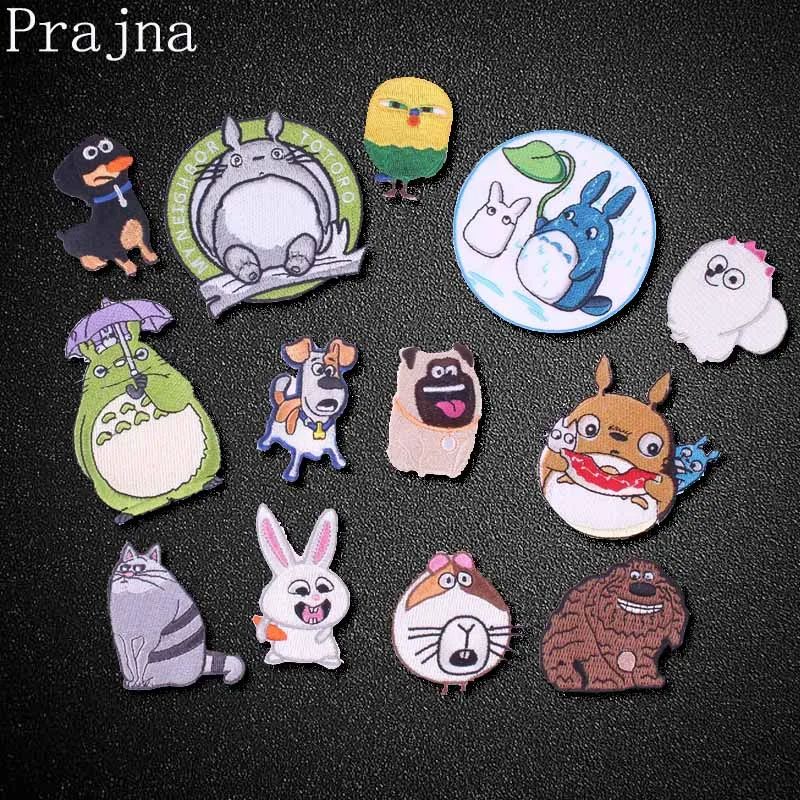 

Prajna Cartoon Motif Iron On Patches Cute Cat Dog Anime Embroidered Patches For Kids Clothes Stripes Badges DIY Applique Badge