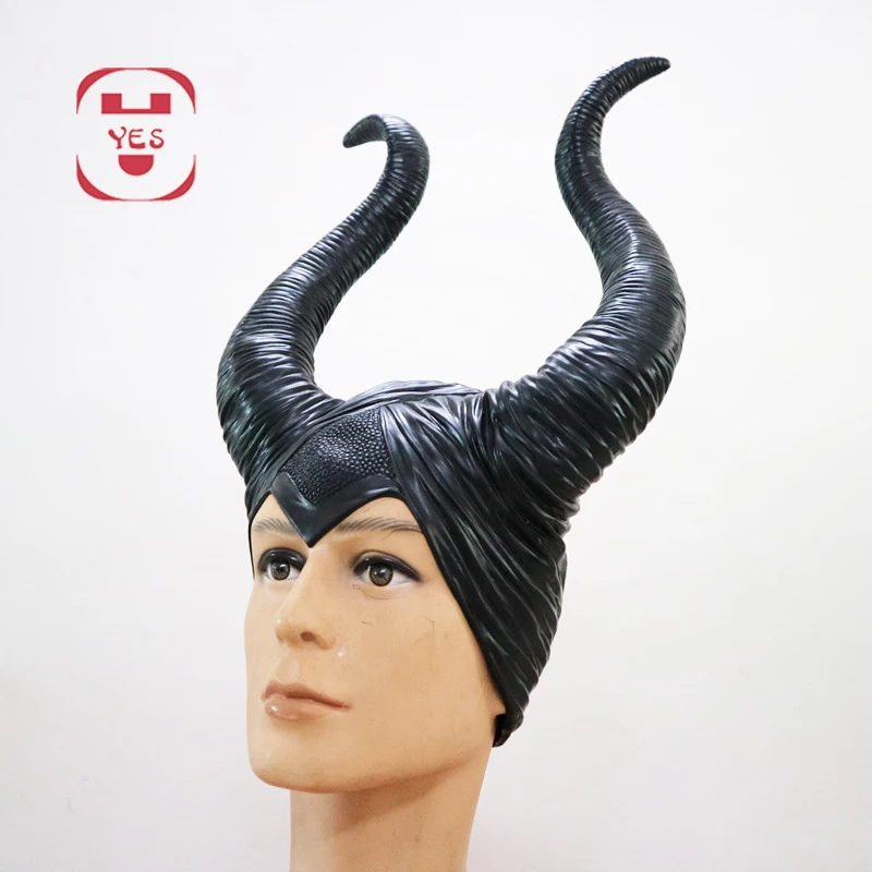 YES Maleficent Horns Movie Косплей Маска латексные рожки головные уборы Черная Королева шлем