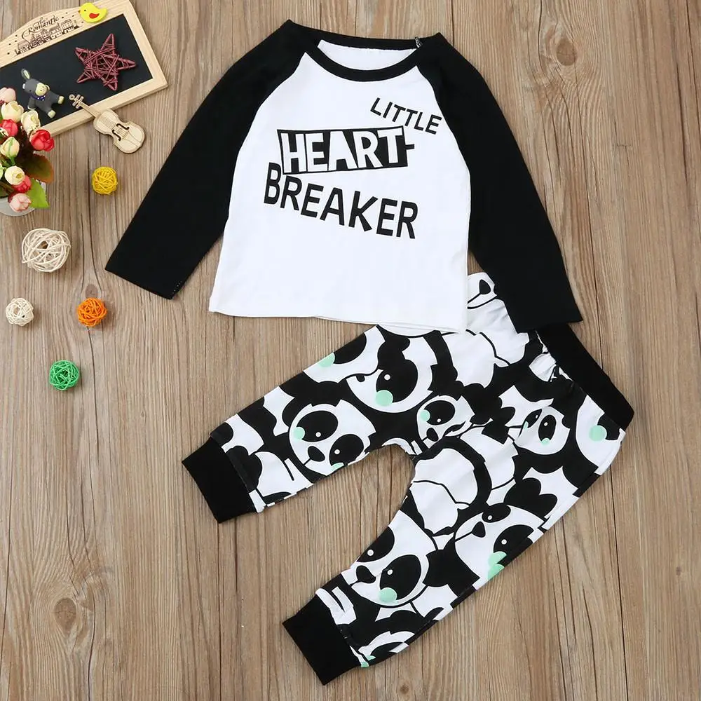Casual Pants Infant Toddler Baby Boy Girl Panda Blouse Tops Outfits Clothes Set 1PC Blouse+1PC | Детская одежда и обувь